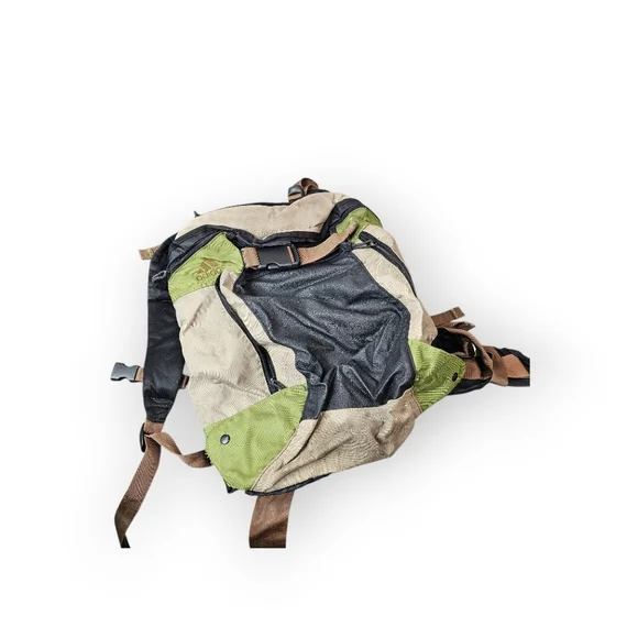 Vintage adidas Backpack Hiking Daypack Tan Green Black Outdoor Utility Bag - Picture 2 of 5